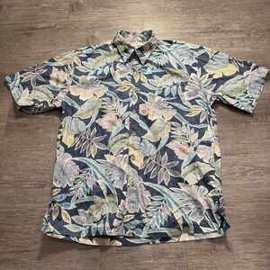 Cooke Street Shirt Mens Medium Blue Honolulu Hawaiian Print Resort Costal Hawaii